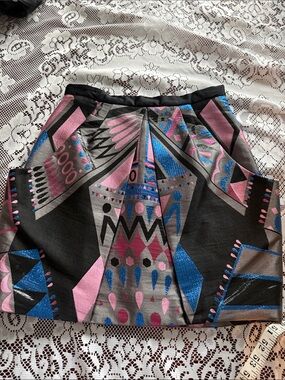 Emilio Pucci Black Geometric Print Mini Skirt with Pink & Blue Accents